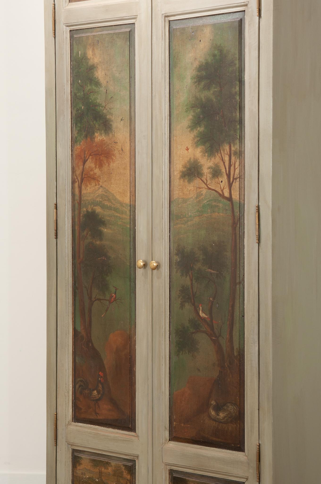 Custom Armoire Made with 19th Century Painted Boiserie Doors For Sale 2