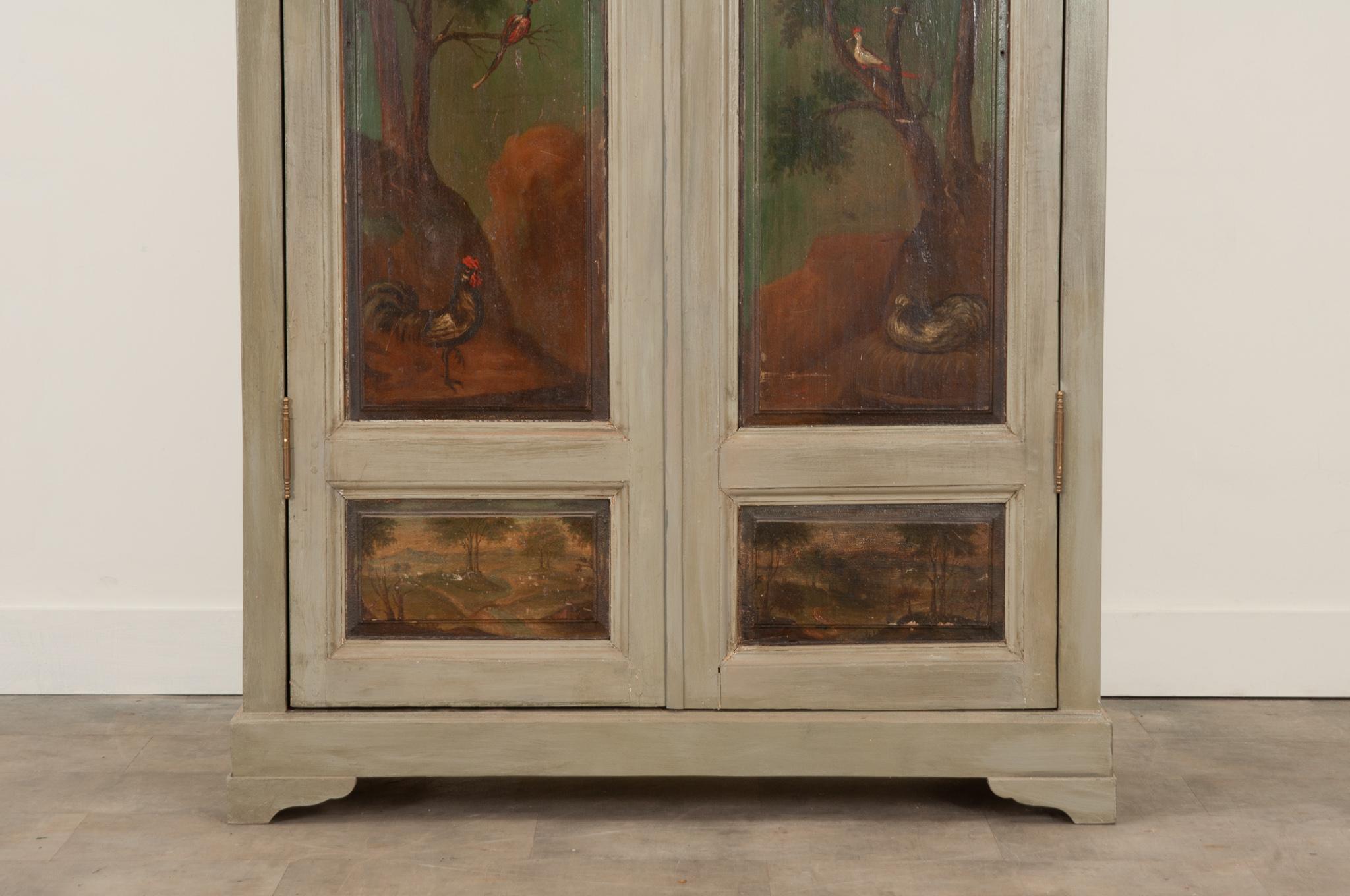 Français Armoire sur mesure fabriquée avec des portes de boiserie peintes du 19e siècle en vente