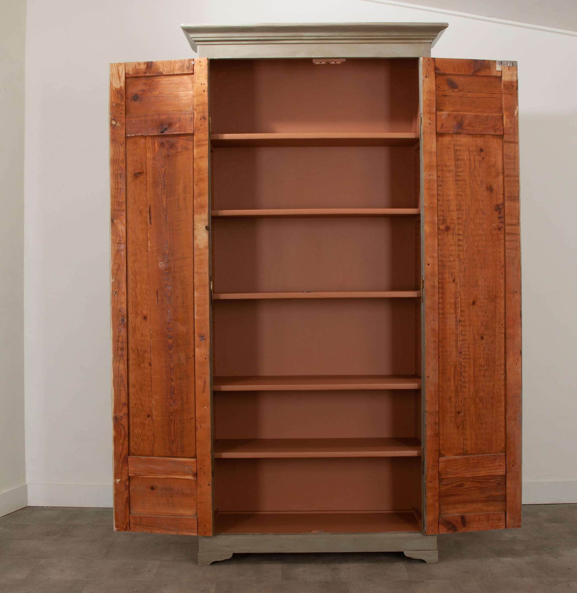 Contemporary Custom Armoire Made with 19th Century Painted Boiserie Doors For Sale