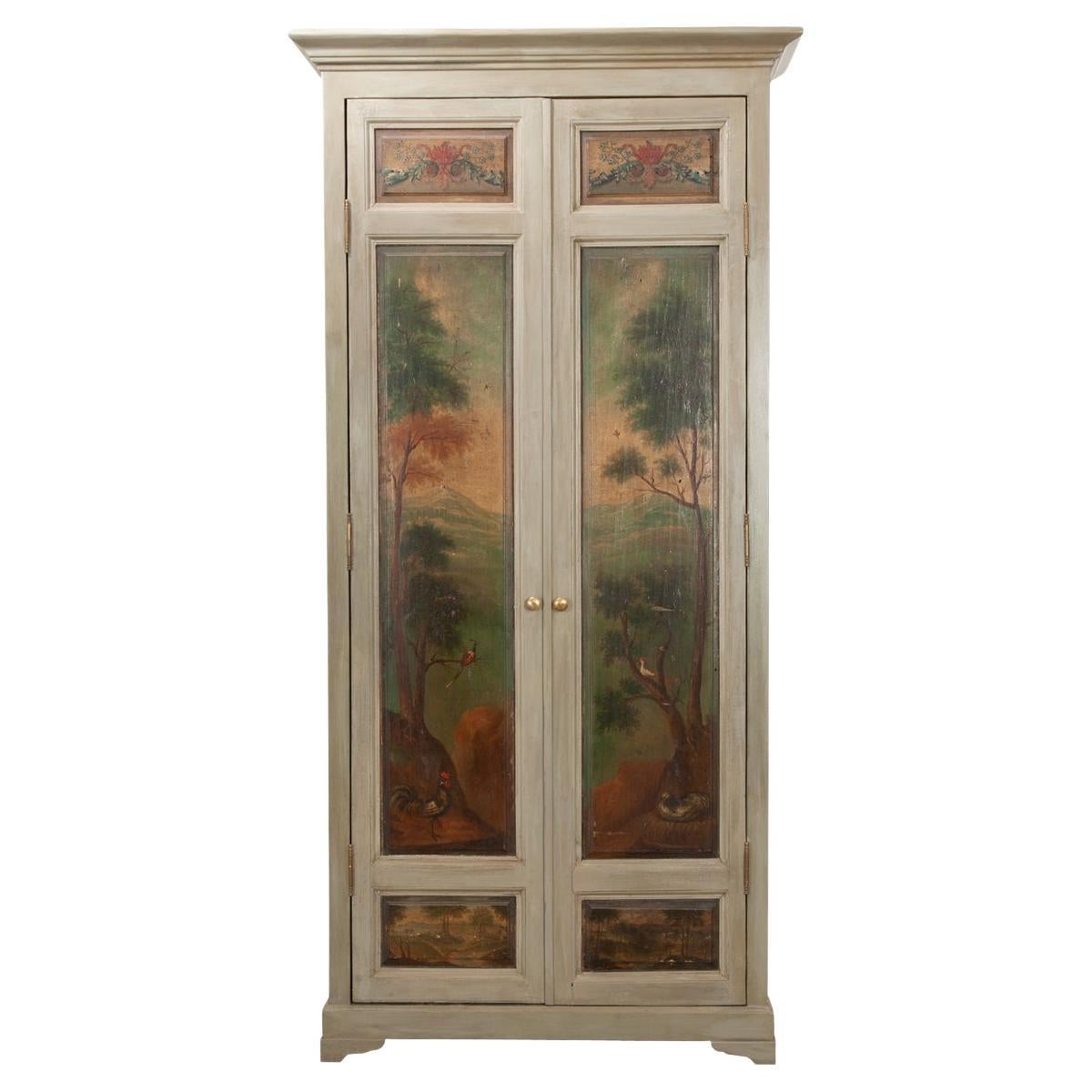 Custom Armoire Made with 19th Century Painted Boiserie Doors For Sale