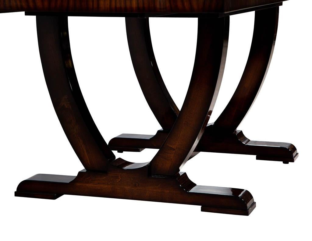 Custom Art Deco Inspired Flamed Mahogany Dining Table High Gloss For Sale 4