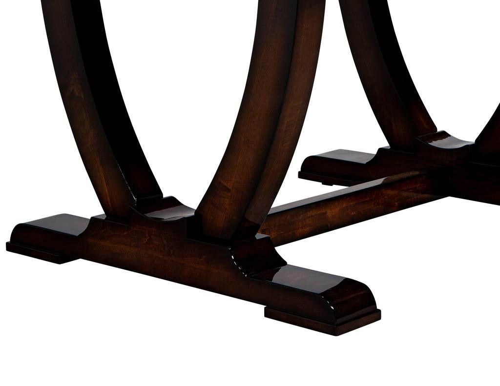 Custom Art Deco Inspired Flamed Mahogany Dining Table High Gloss For Sale 5