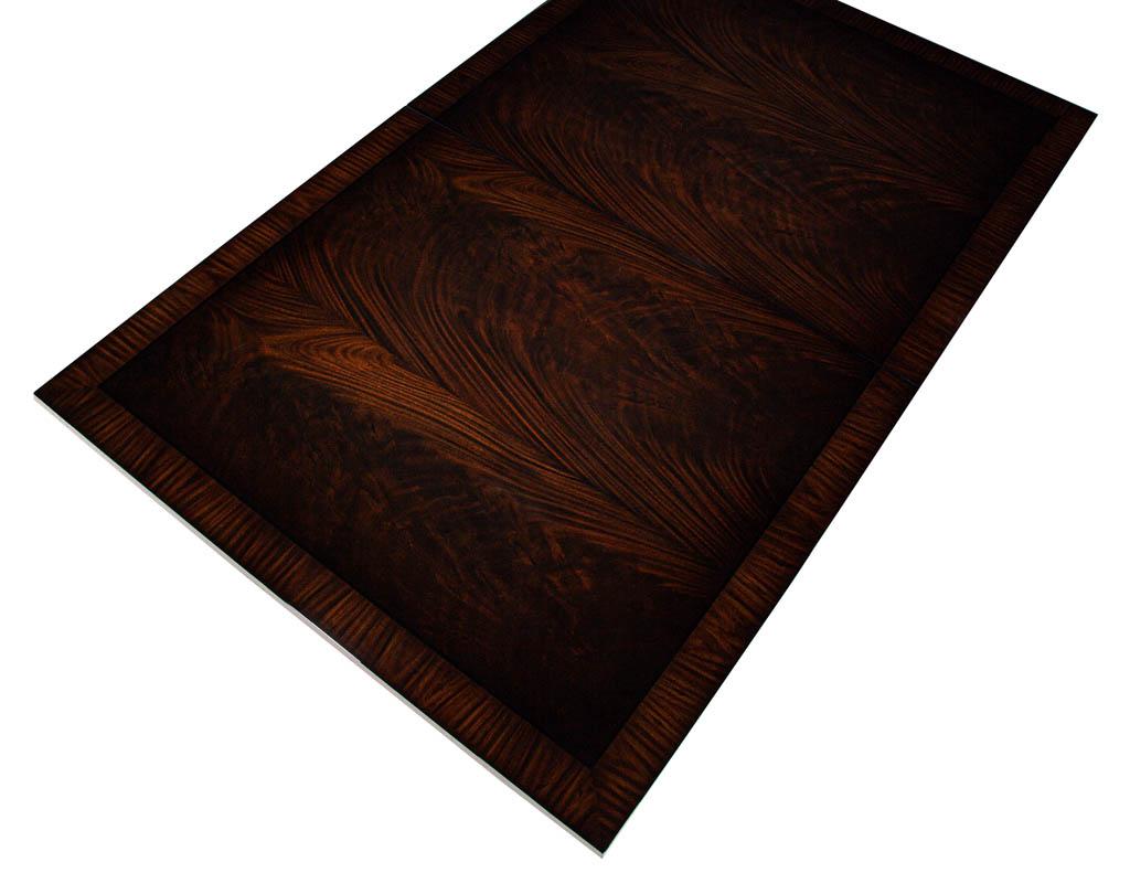 Canadian Custom Art Deco Inspired Flamed Mahogany Dining Table High Gloss For Sale
