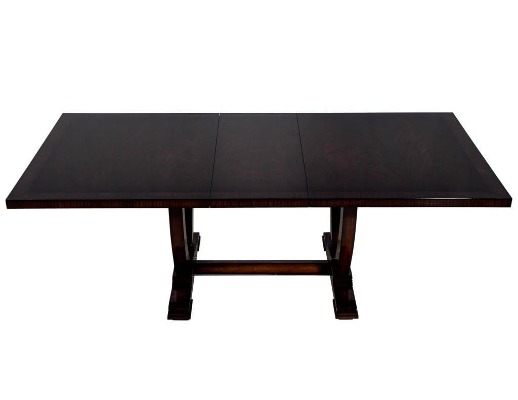 Contemporary Custom Art Deco Inspired Flamed Mahogany Dining Table High Gloss For Sale