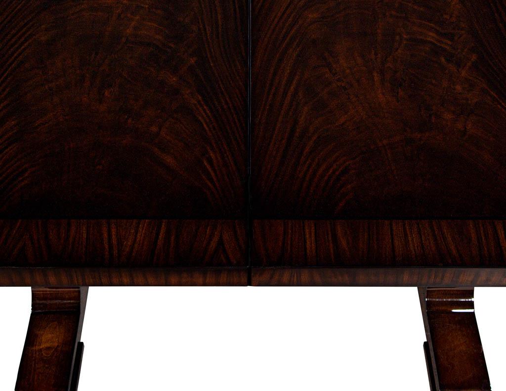 Custom Art Deco Inspired Flamed Mahogany Dining Table High Gloss For Sale 1
