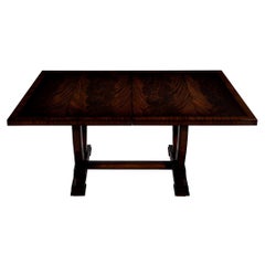Custom Art Deco Inspired Flamed Mahogany Dining Table High Gloss