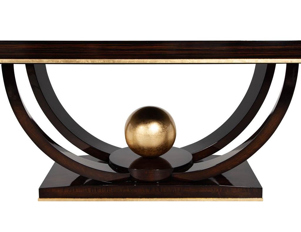 Custom Art Deco Inspired Macassar Dining Table Gold Leaf For Sale 4