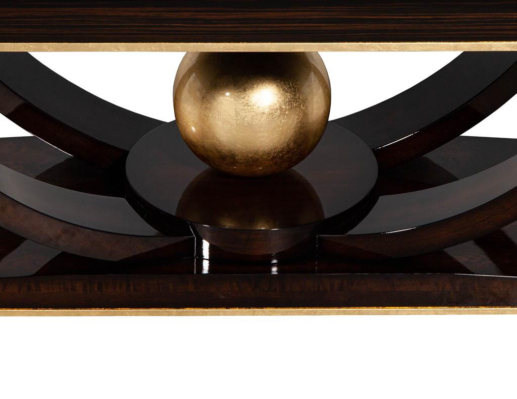 Custom Art Deco Inspired Macassar Dining Table Gold Leaf For Sale 5