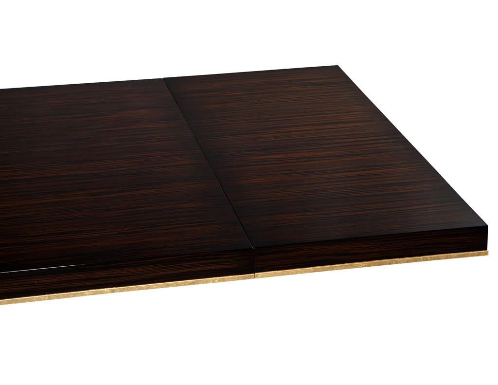 Custom Art Deco Inspired Macassar Dining Table Gold Leaf For Sale 7