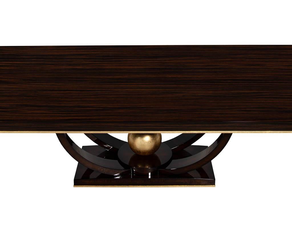 Custom Art Deco Inspired Macassar Dining Table Gold Leaf For Sale 8