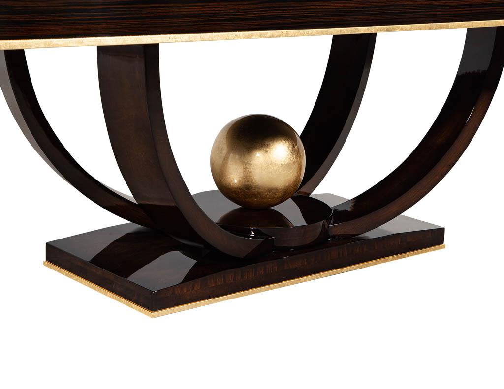Custom Art Deco Inspired Macassar Dining Table Gold Leaf For Sale 14