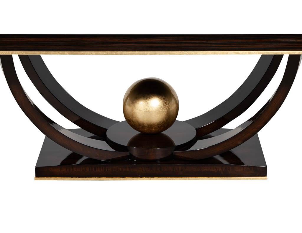 Custom Art Deco Inspired Macassar Dining Table Gold Leaf In New Condition For Sale In North York, ON