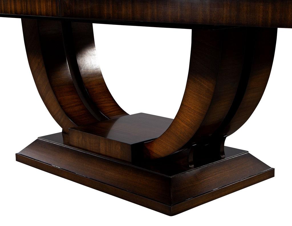 Custom Art Deco Inspired Mahogany Dining Table with Rosewood Banding Design For Sale 5