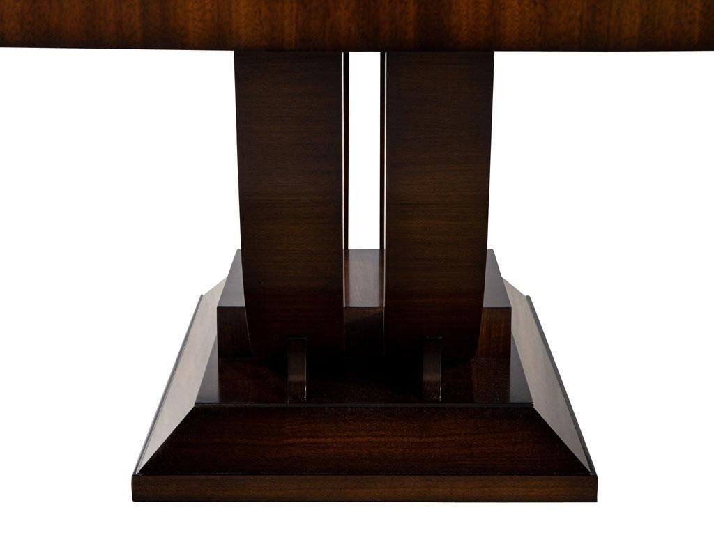 Custom Art Deco Inspired Mahogany Dining Table with Rosewood Banding Design For Sale 7