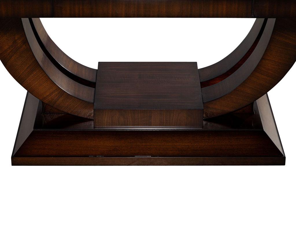 Custom Art Deco Inspired Mahogany Dining Table with Rosewood Banding Design For Sale 8