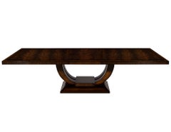 Custom Art Deco Inspired Mahogany Dining Table with Rosewood Banding Design