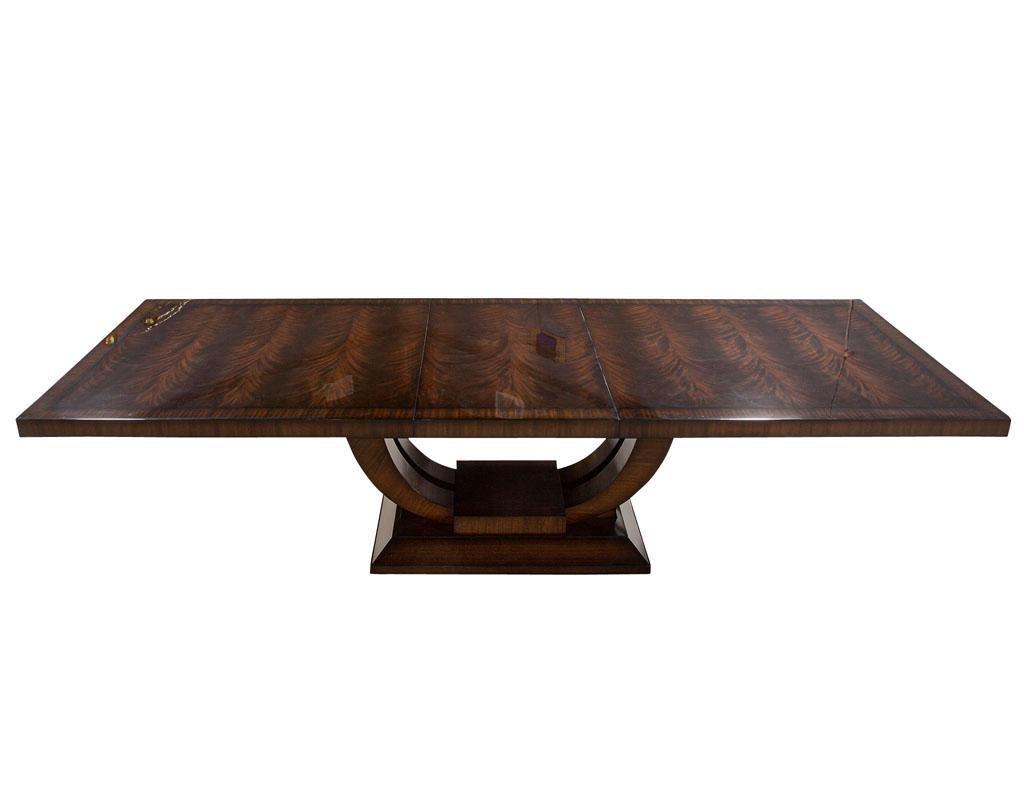 Canadian Custom Art Deco Inspired Mahogany Dining Table with Rosewood Banding Design For Sale
