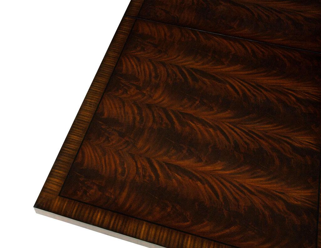 Contemporary Custom Art Deco Inspired Mahogany Dining Table with Rosewood Banding Design For Sale