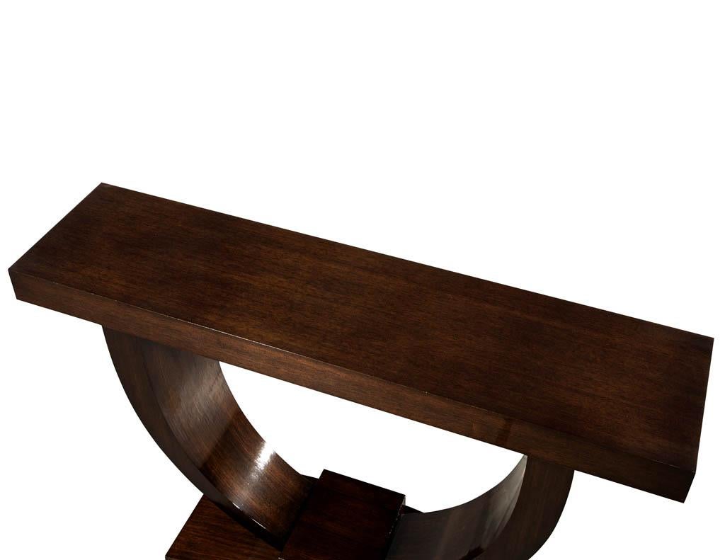 Custom Art Deco Inspired Modern Walnut Console Table For Sale 5