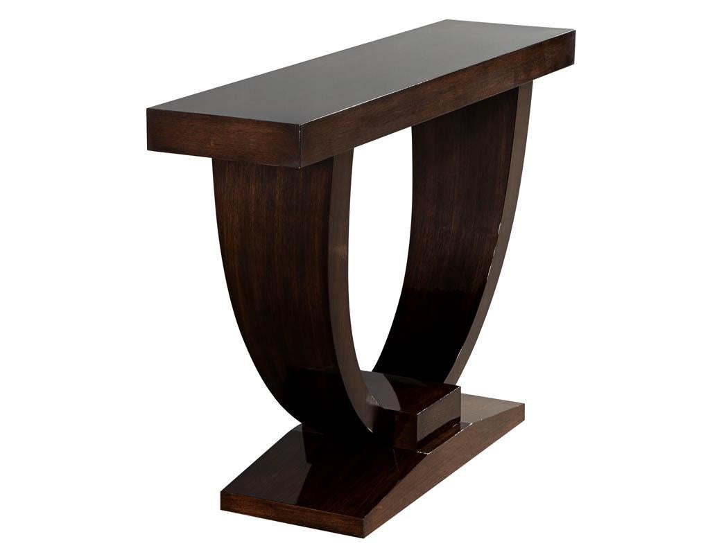 Custom Art Deco Inspired Modern Walnut Console Table For Sale 6