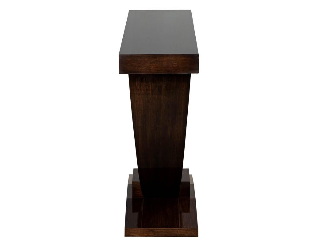 Custom Art Deco Inspired Modern Walnut Console Table For Sale 7