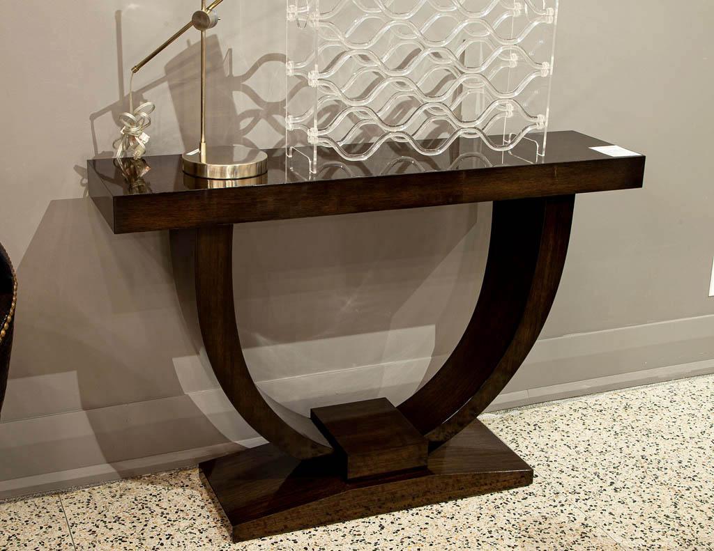 Custom Art Deco Inspired Modern Walnut Console Table For Sale 8
