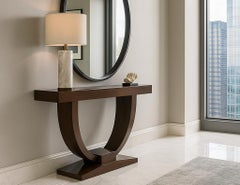 Custom Art Deco Inspired Modern Walnut Console Table