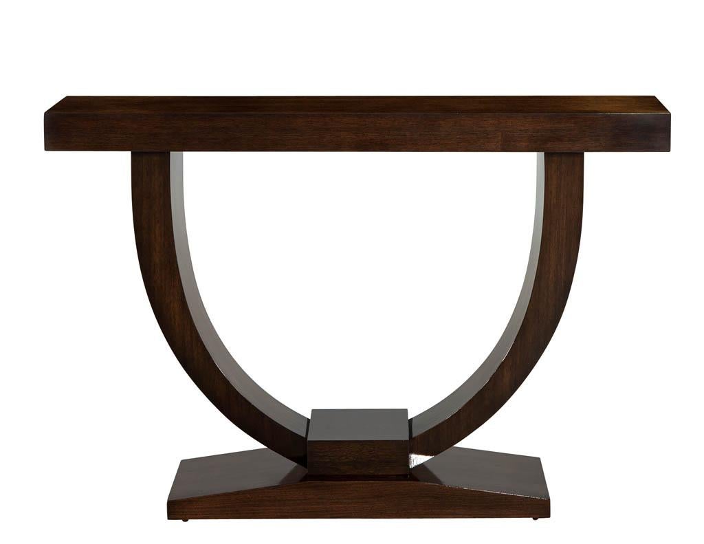 Canadian Custom Art Deco Inspired Modern Walnut Console Table For Sale
