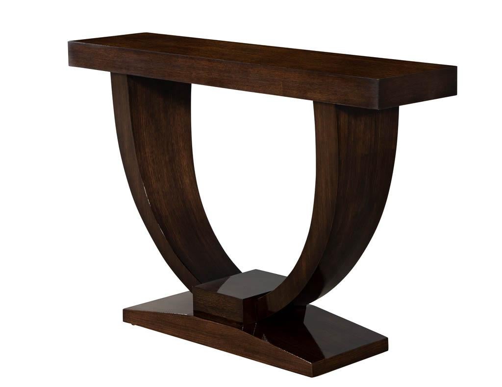 Custom Art Deco Inspired Modern Walnut Console Table In New Condition In North York, ON