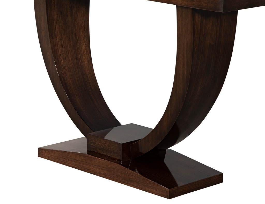 Contemporary Custom Art Deco Inspired Modern Walnut Console Table For Sale