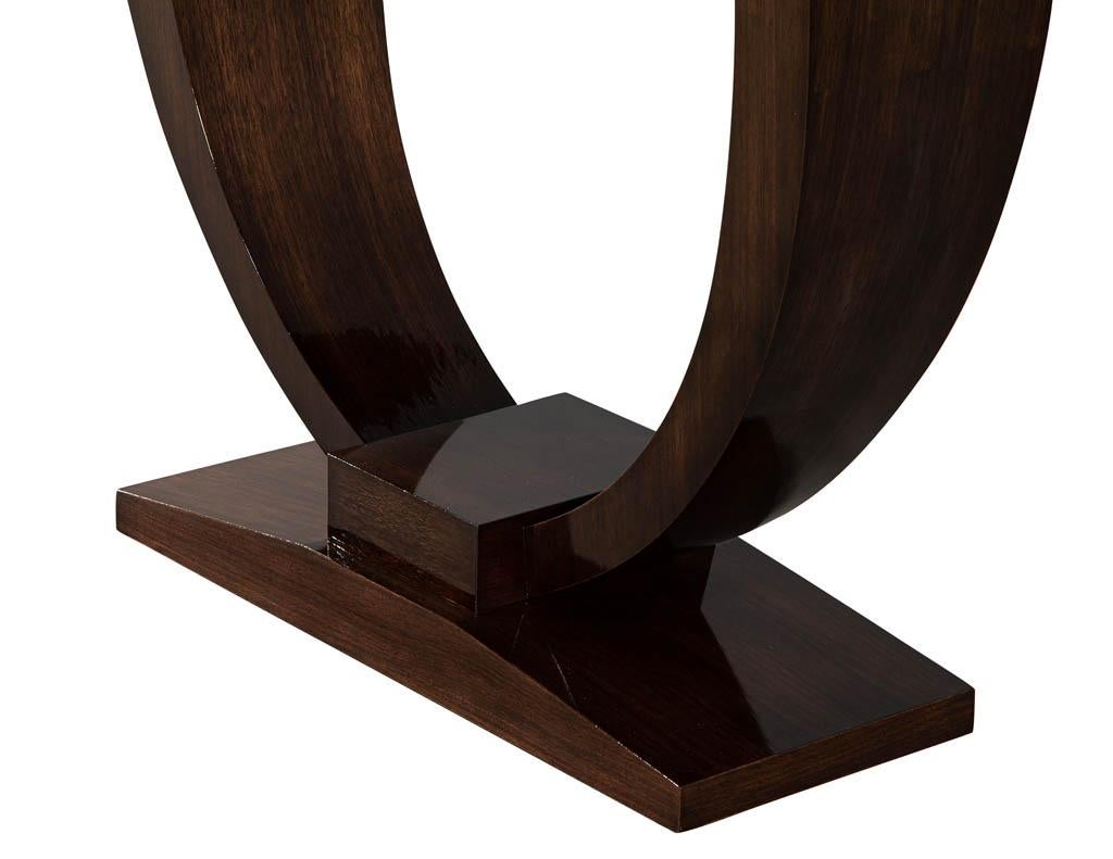 Custom Art Deco Inspired Modern Walnut Console Table For Sale 1