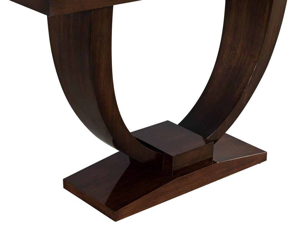 Custom Art Deco Inspired Modern Walnut Console Table For Sale 3