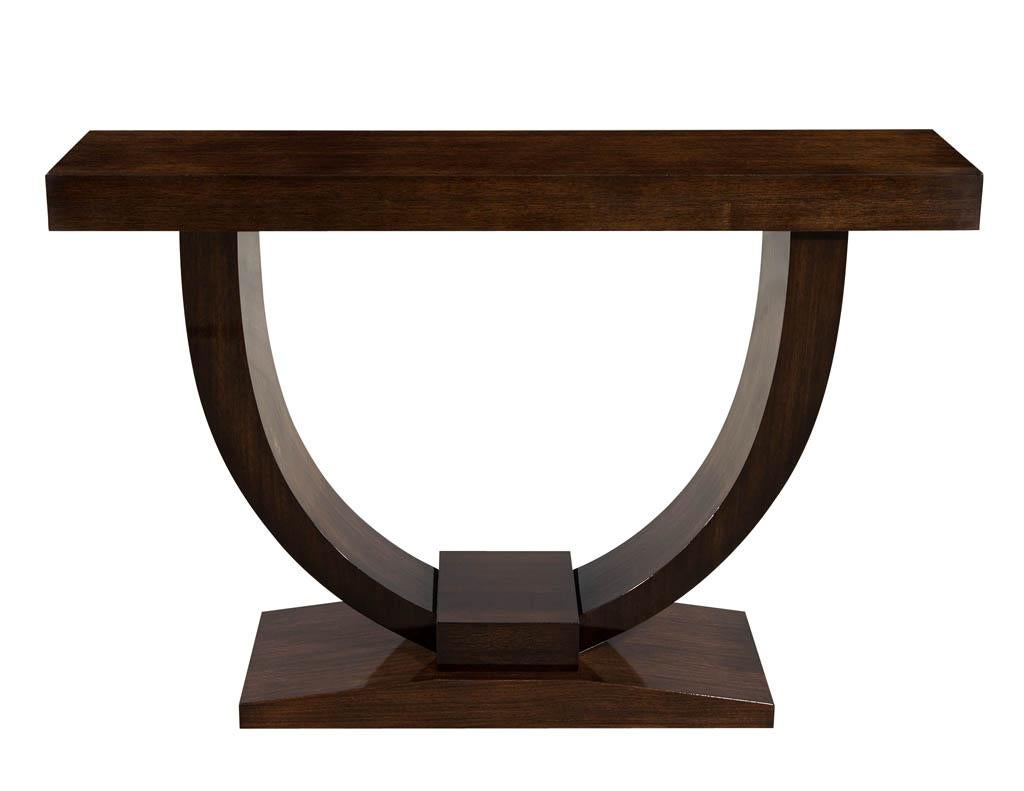 Custom Art Deco Inspired Modern Walnut Console Table For Sale 4
