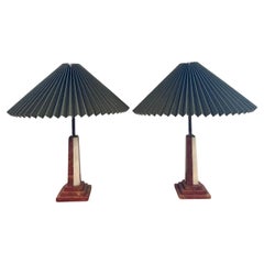 Custom Art Deco Marble Lamps, a Pair