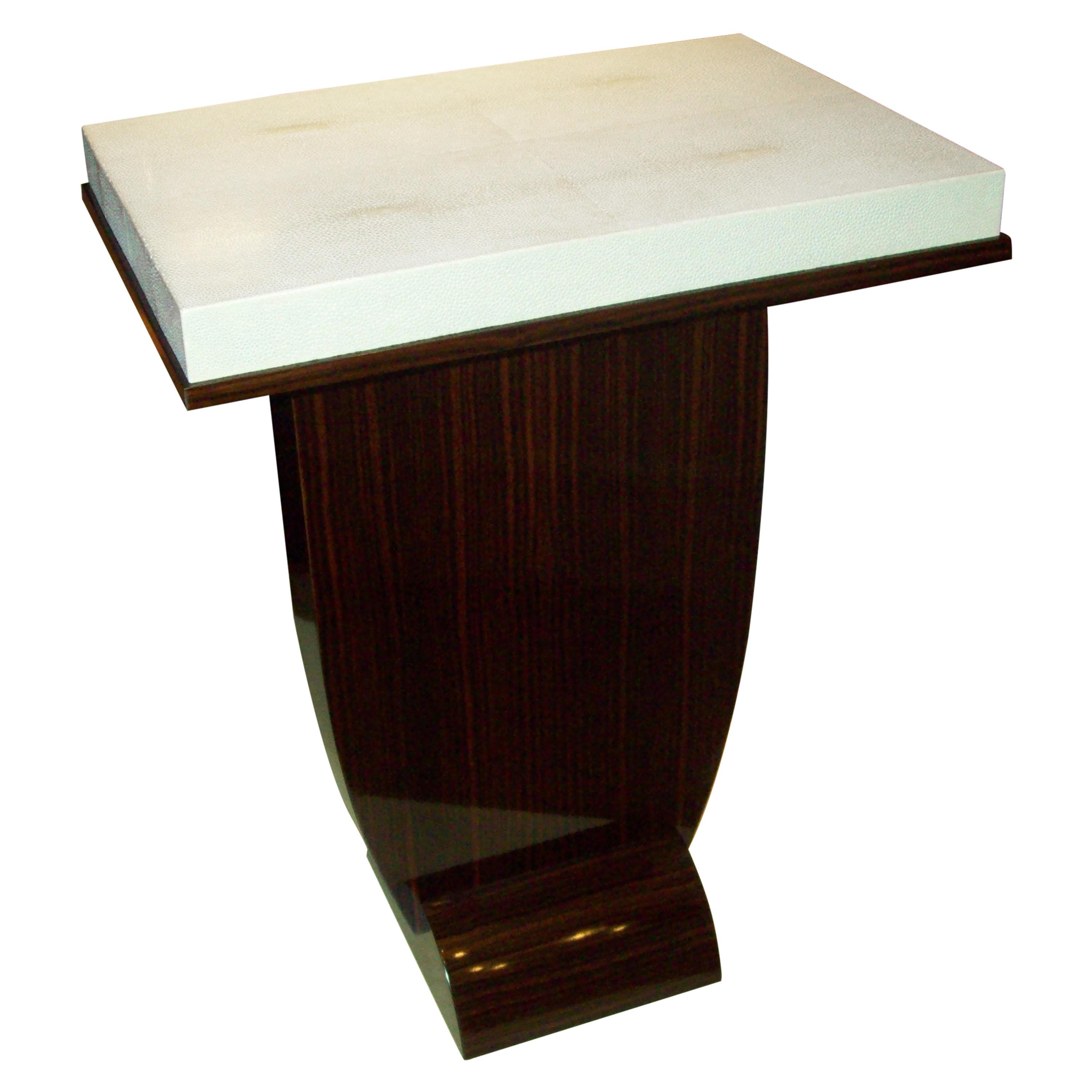 Custom Art Deco Style Macassar Ebony Table with Shagreen Top