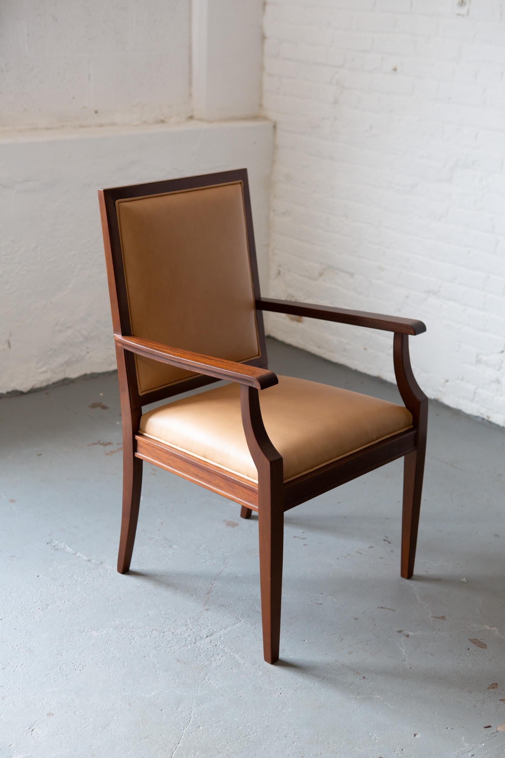 Contemporary Custom Art Deco Style Mahogany Armchair For Sale