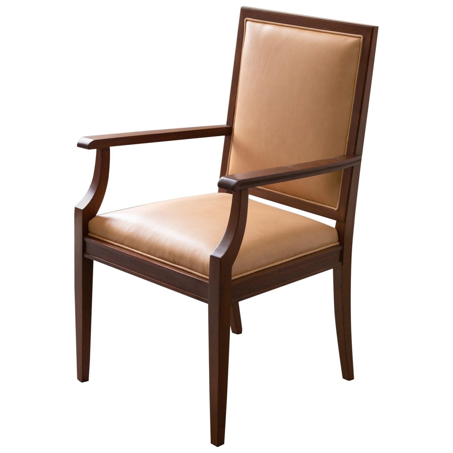 Custom Art Deco Style Mahogany Armchair For Sale