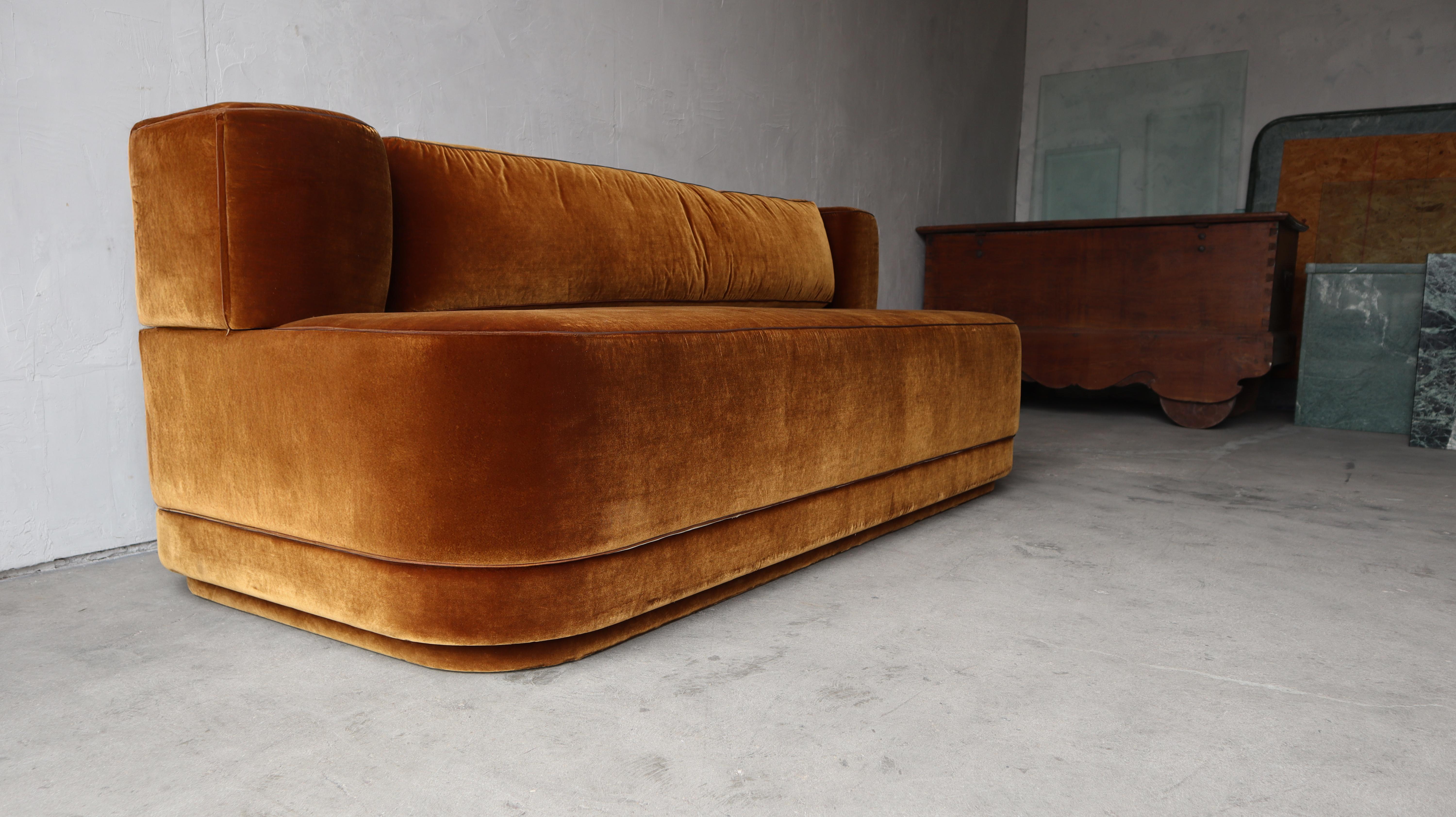 Mohair Custom Art Deco Style Sofa