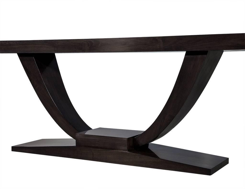 Canadian Custom Art Deco Walnut Console Table