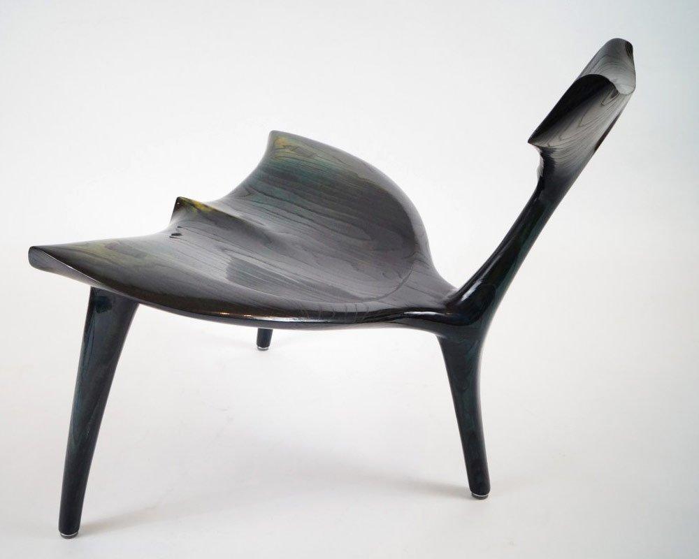 Custom art finished whale chair handcrafted and designed by Morten Stenbaek
2016
Dated
Signed and numbered
Dimensions: W 78 x D 67 x H 67 cm
 Seat 40 cm
Materials: Ash, “Art Finish”

Unique Whale in Ash with “Art Finish” where several coats