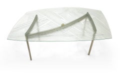 Custom Art Glass Dining Table with Aluminum Base, Unique, One of a Kind