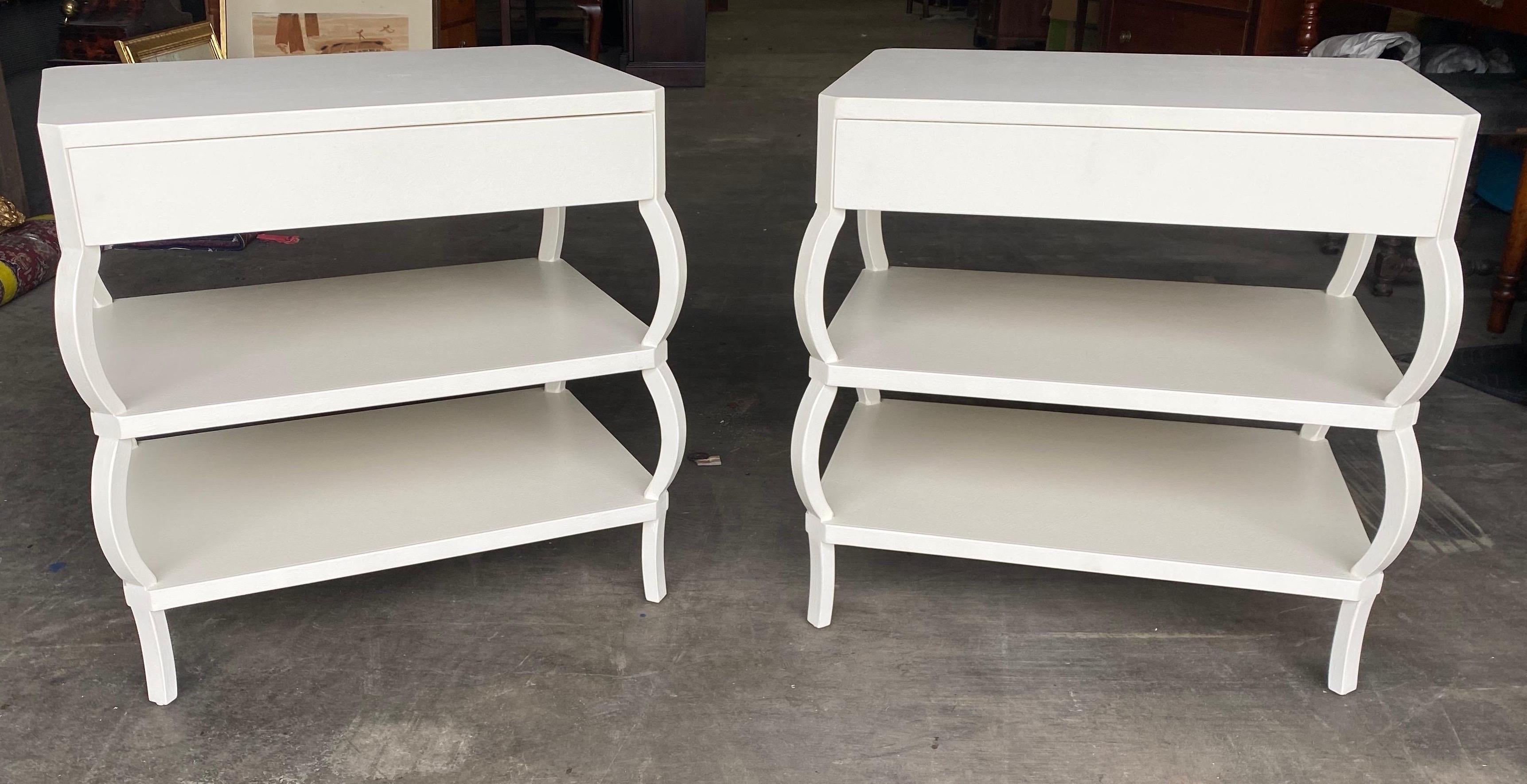 Custom Artisan Made Hand Painted Textured One Drawer Side Tables In New Condition For Sale In Charleston, SC