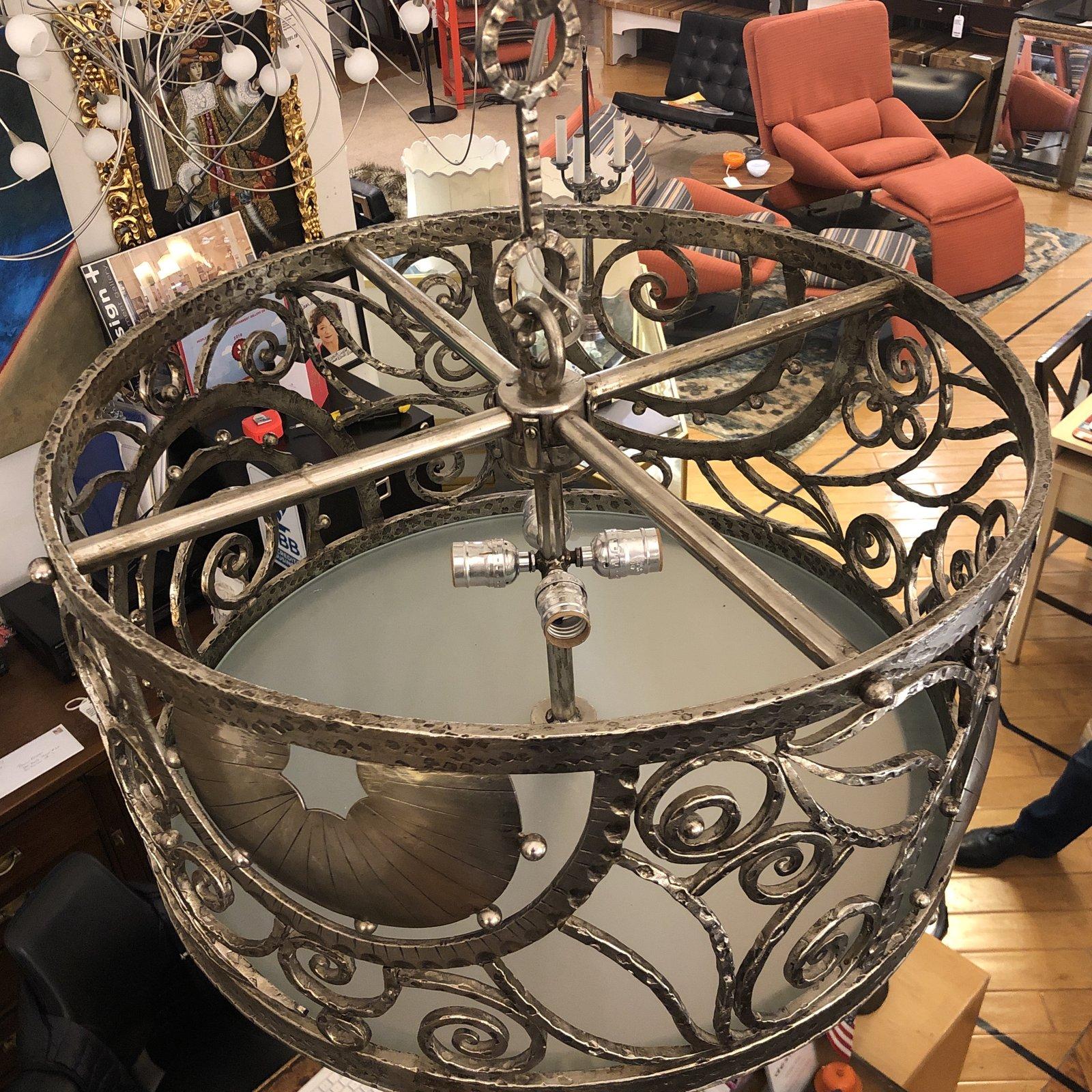 Custom Artisan Metal Drum Chandelier For Sale 7