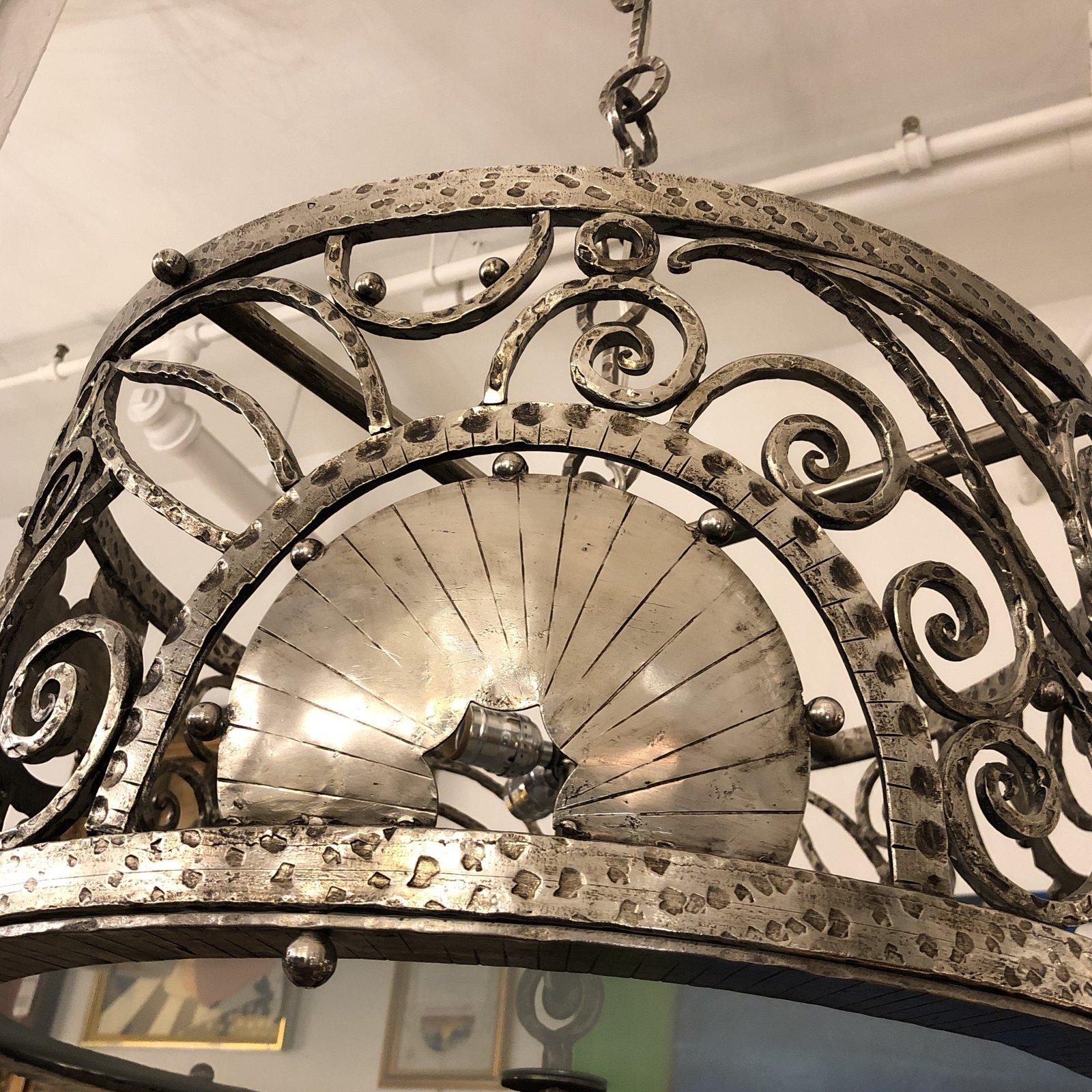 Custom Artisan Metal Drum Chandelier In Good Condition For Sale In San Francisco, CA