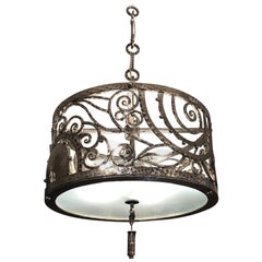 Custom Artisan Metal Drum Chandelier