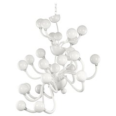 Custom Artistic Chandelier 20 Arms White Murano Glass by Multiforme