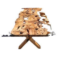 Custom Ash Wood Clear Epoxy Dining Table - Live Edge Conferance Table