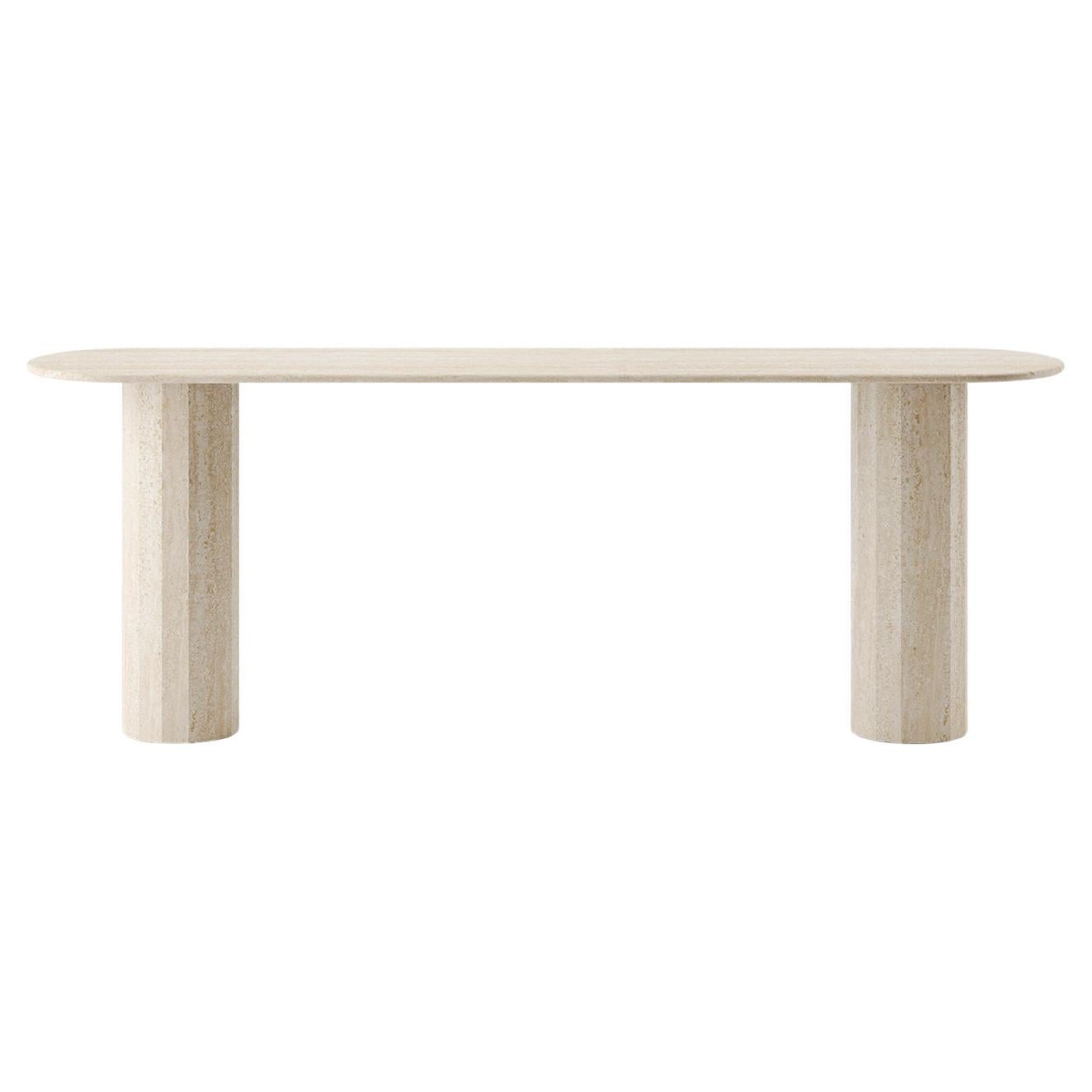 Console Ashby personalizzata realizzata a mano in travertino da Lemon 92 "x16 "x46". in vendita