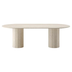 Table de salle à manger ovale Ashby personnalisée en travertin ajouré 260 cm x 100 cm