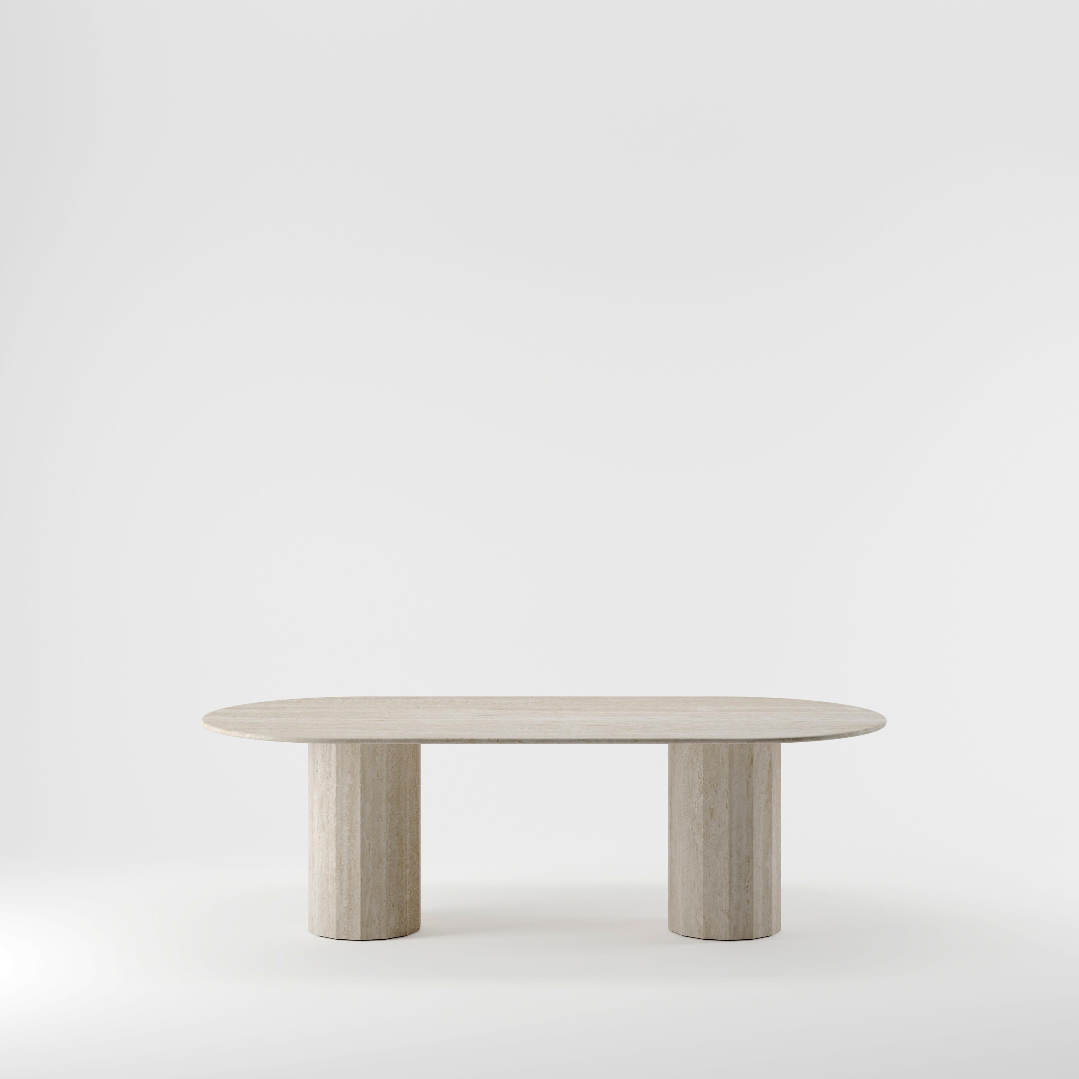 Minimalist Custom Ashby Oval Dining Table in Honed Travertine 42